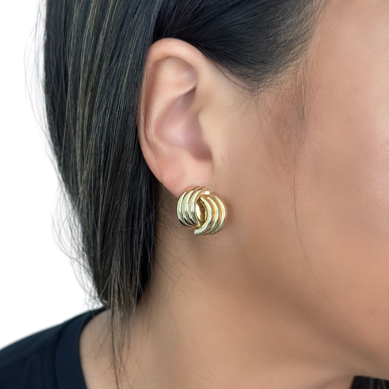 Simple Geometric Staggered Alloy Stud Earrings