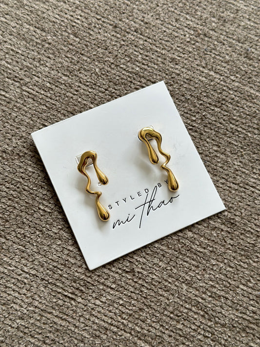 Solid Color Plating Stainless Steel 18K Gold Plated Earrings