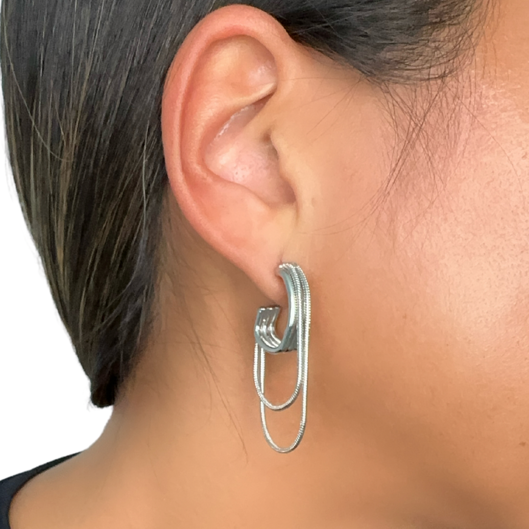 Geometric Solid Color Plating Alloy Hoop Earrings